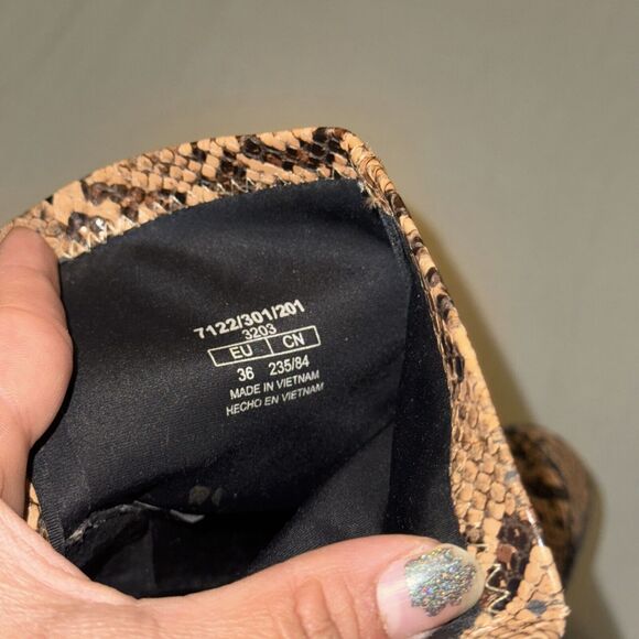 Zara Trafaluc 7122/301/201 Women's US 6 Ankle Boots Brown Snakeskin Chunky Heel - Picture 7 of 7